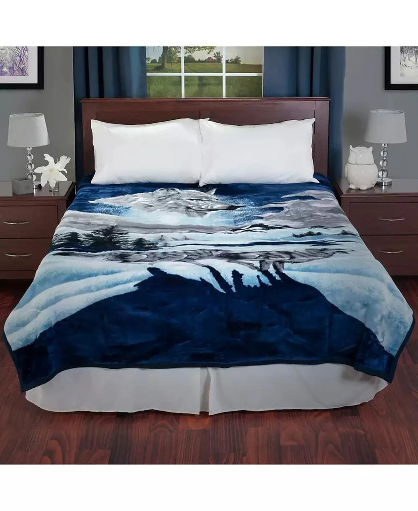 Baldwin Wolf Heavy Thick Plush Mink Oversized Throw, 74" x 91" 1