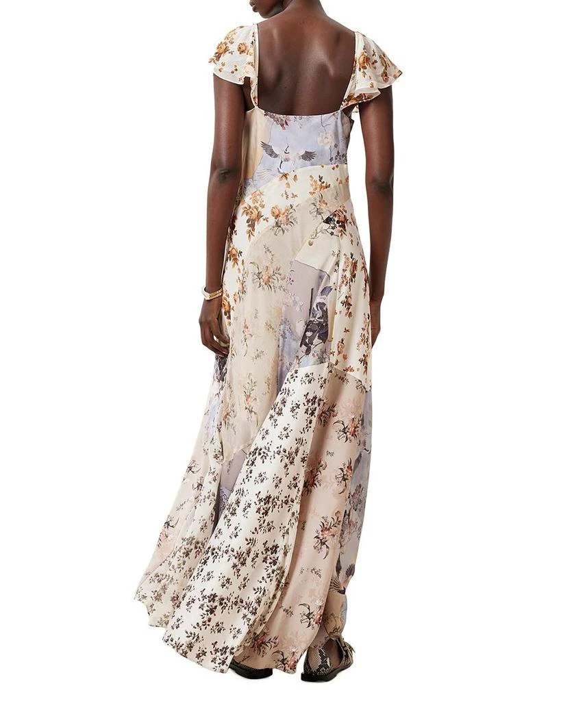 ALL SAINTS Lala Floral Satin Flutter Sleeve Dress 4