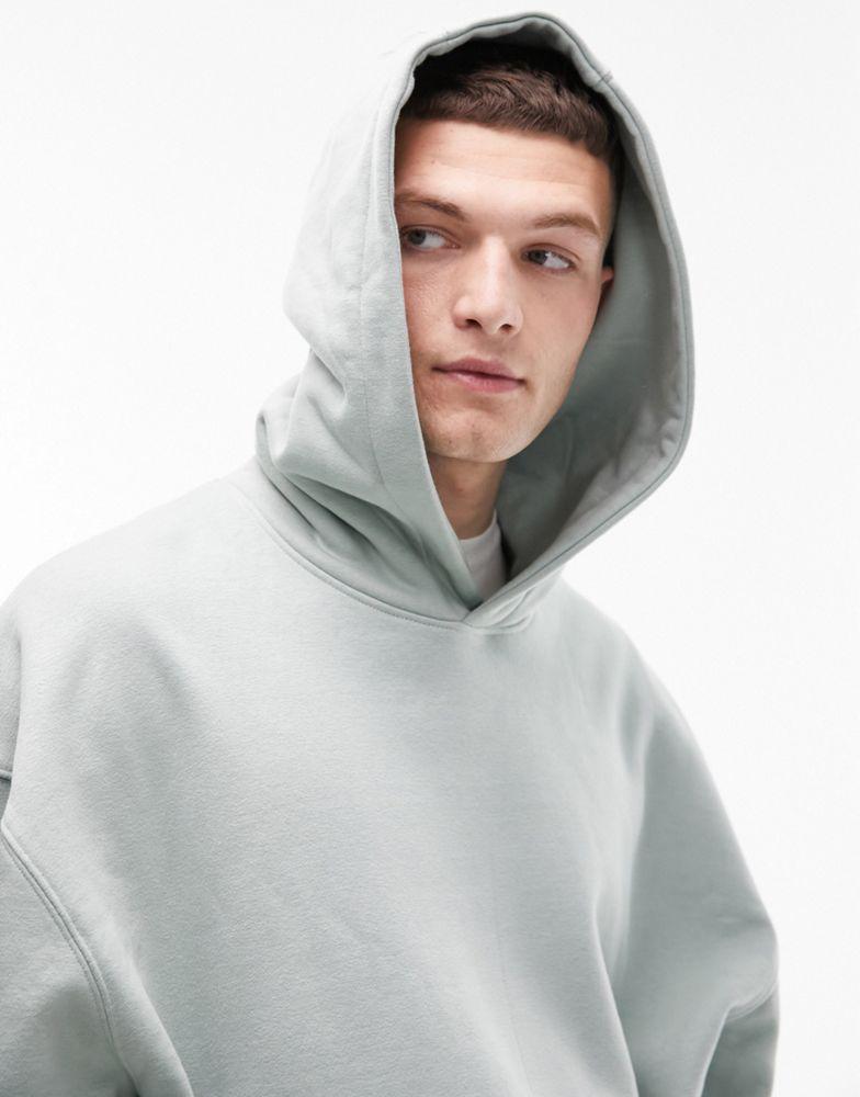 Topman Topman premium heavyweight oversized hoodie in sage