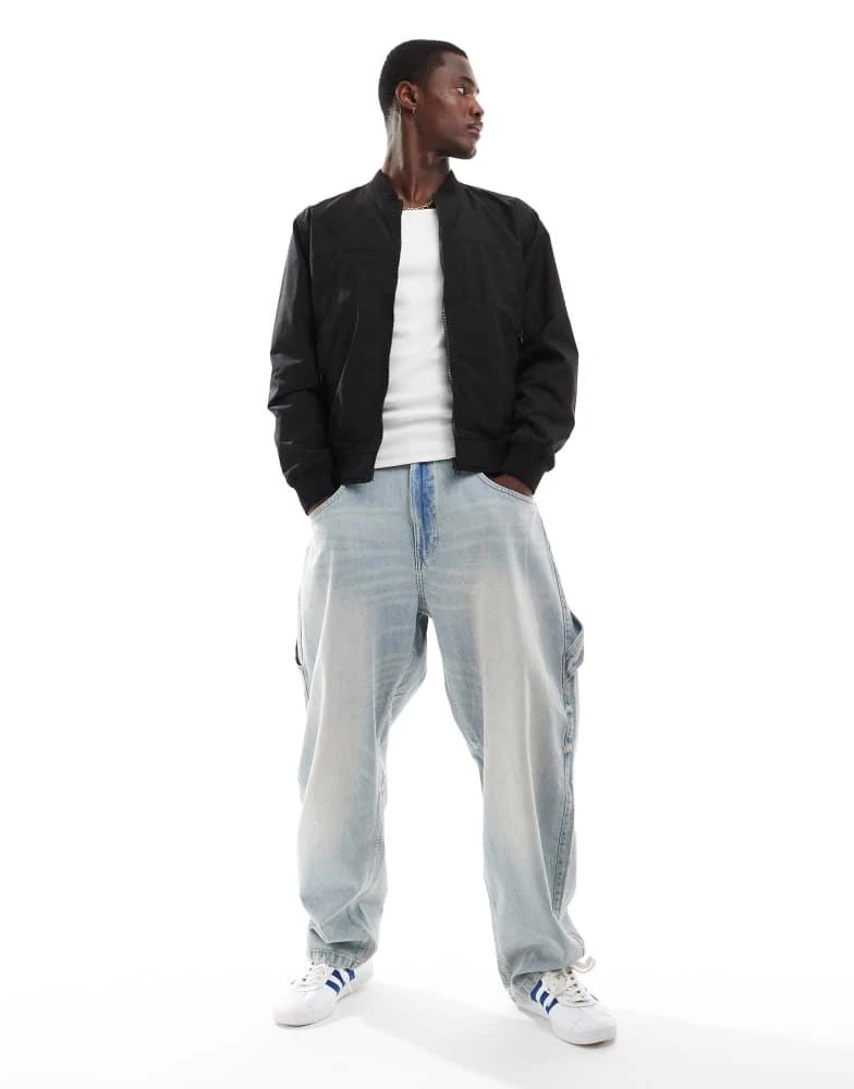 Pull&Bear Pull&Bear basic bomber jacket in black 1