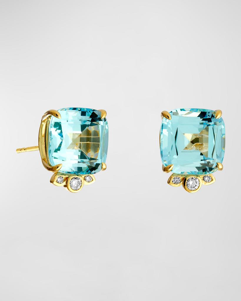Syna 18K Yellow Gold Mogul Cushion Earrings with Gemstones and Diamonds
