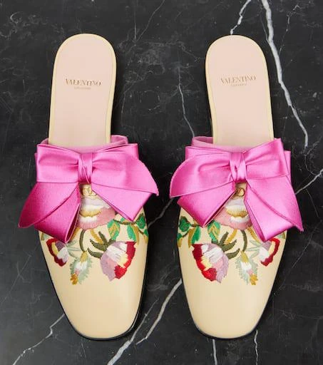 Valentino Beauregard embroidered leather mules 5