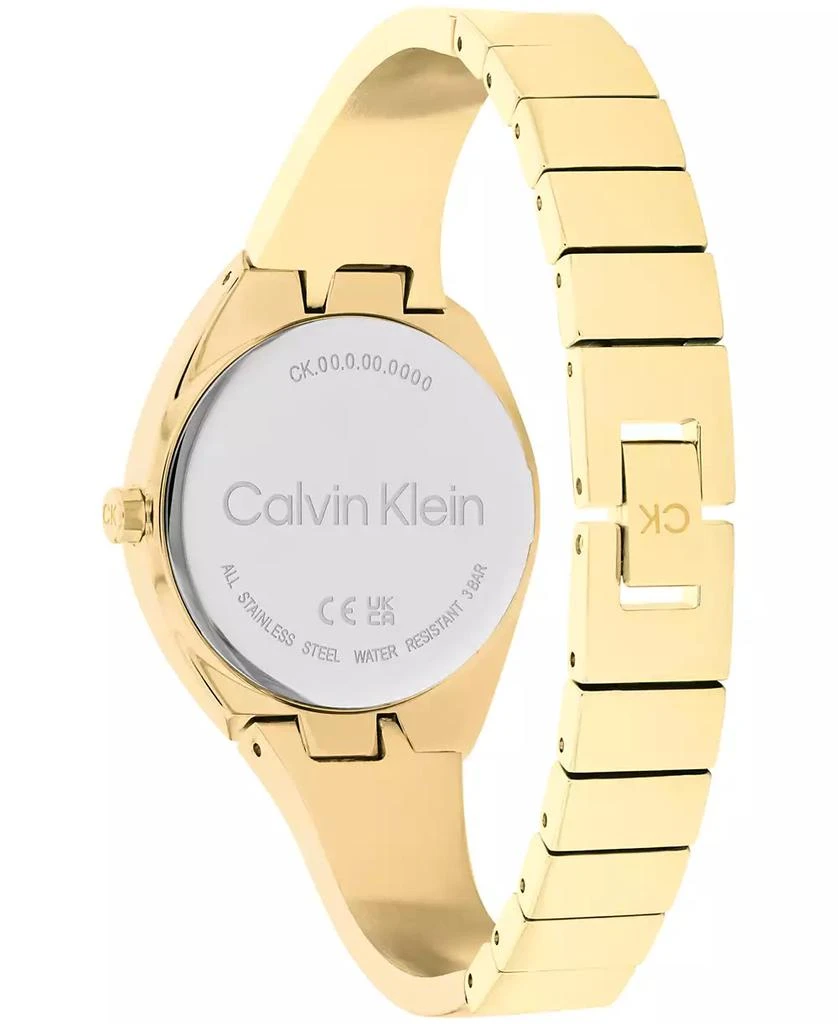 Calvin Klein Women's 2-Hand Gold-Tone Stainless Steel Bangle Bracelet Watch 30mm 3