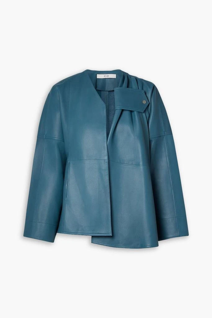 CO Asymmetric draped leather jacket 1