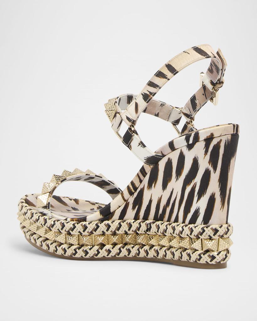 Christian Louboutin Pyraclou Leopard Spike Wedge Sandals