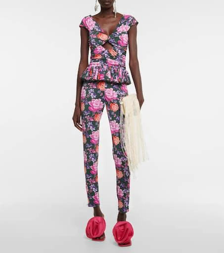 Magda Butrym Off-shoulder peplum floral blouse 2