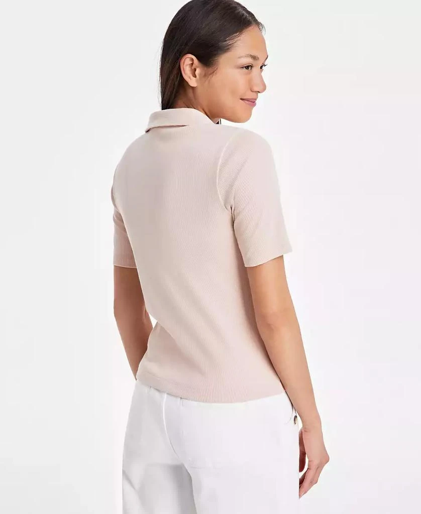 On 34th Women's Elbow-Sleeve Ribbed Polo Top, Exclusively at Macy's 2