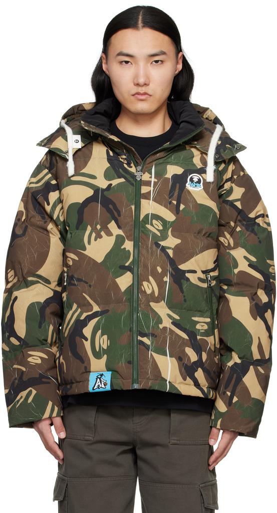 AAPE Multicolor Moonface Camo Hooded Down Jacket