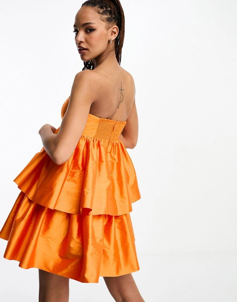 Forever New Forever New bandeau tiered babydoll mini dress in orange 2