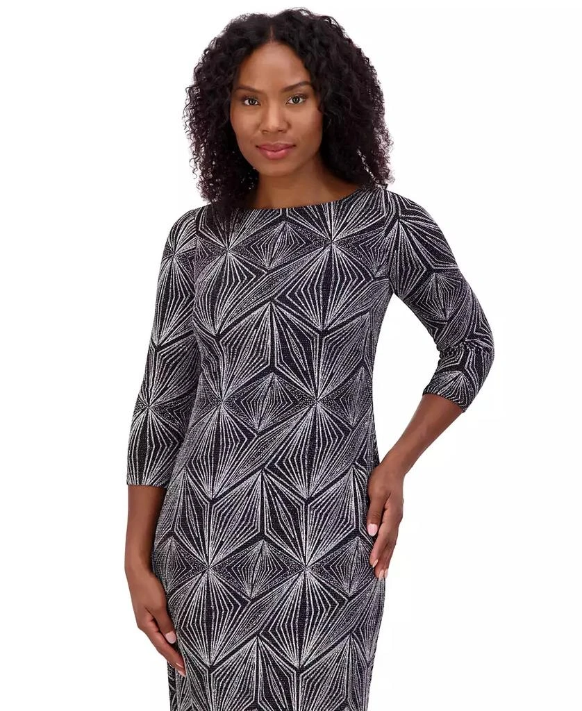 Jessica Howard Petite 3/4-Sleeve Glitter-Knit Sheath Dress 4