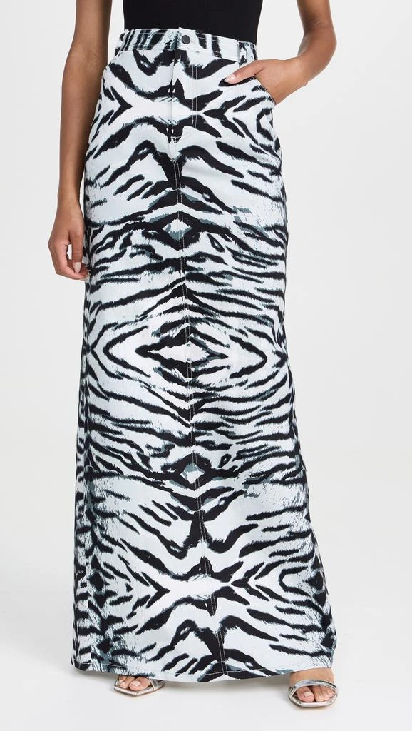 BruceGlen Snow Tiger Maxi Denim Skirt 6