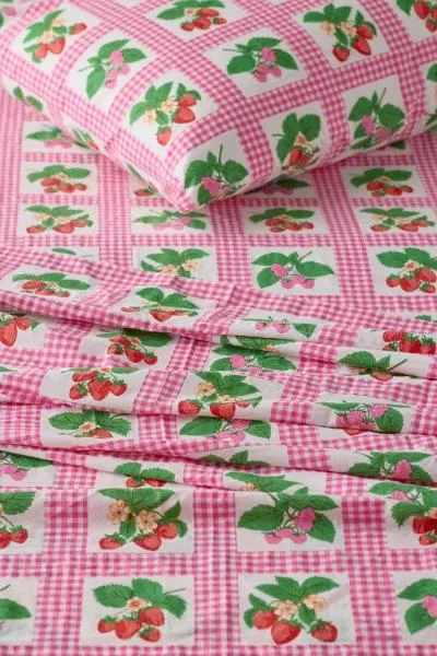 Urban Outfitters Gingham Fruit Patterned Sheet Set 2