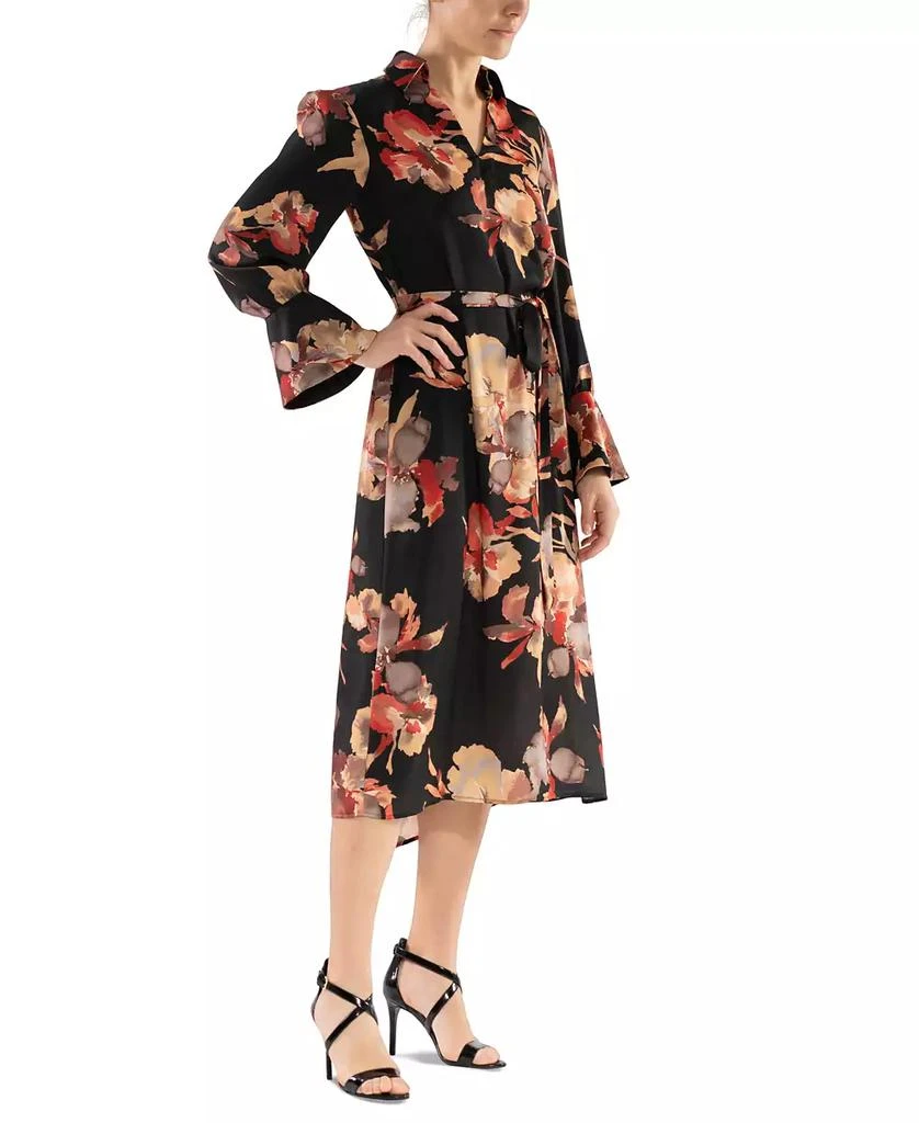 julia jordan Women's Floral-Print Belted Long-Sleeve Midi Dress 3