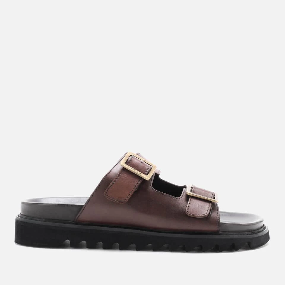 Walk London WALK LONDON MEN'S JAWS LEATHER DOUBLE STRAP SANDALS - BROWN 1