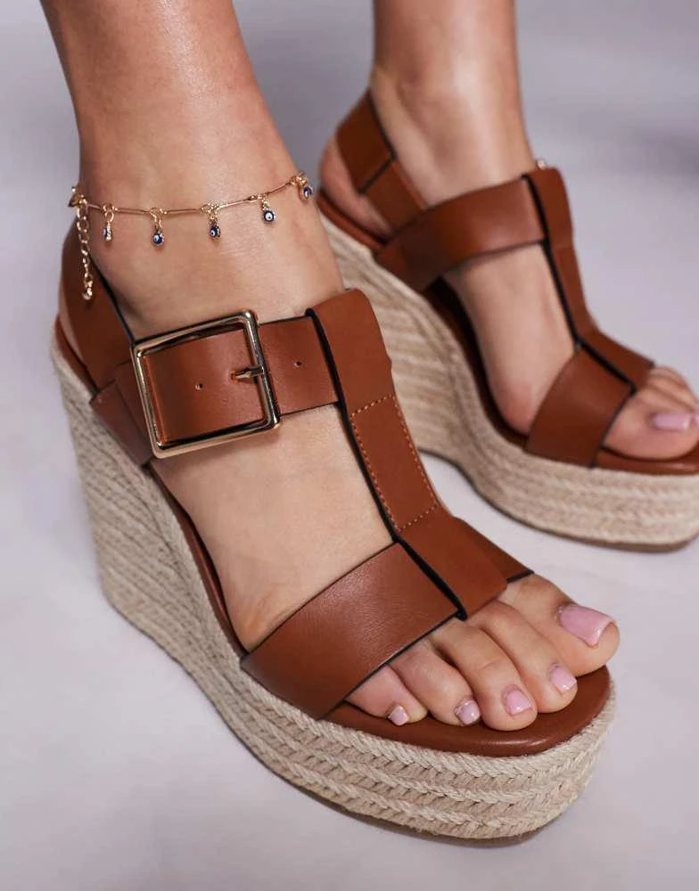 ASOS ASOS DESIGN Tiana t bar wedges in tan 3