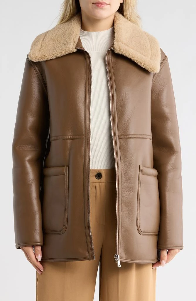 Jason Wu Faux Shearling Collar Faux Leather Coat