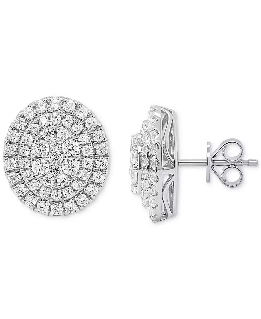 Forever Grown Diamonds Lab Grown Diamond Double Halo   Cluster Stud Earrings (2 ct. t.w.)  in Sterling Silver or 14k Gold-Plated Sterling Silver 1