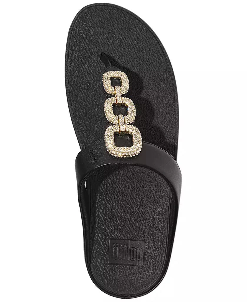 FitFlop Women's Fino Crystal Chain Leather Toe-Post Sandals 4