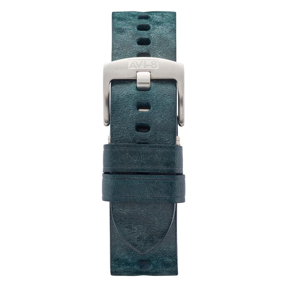 AVI-8 Men's Green Genuine Leather Strap Rally, 22mm