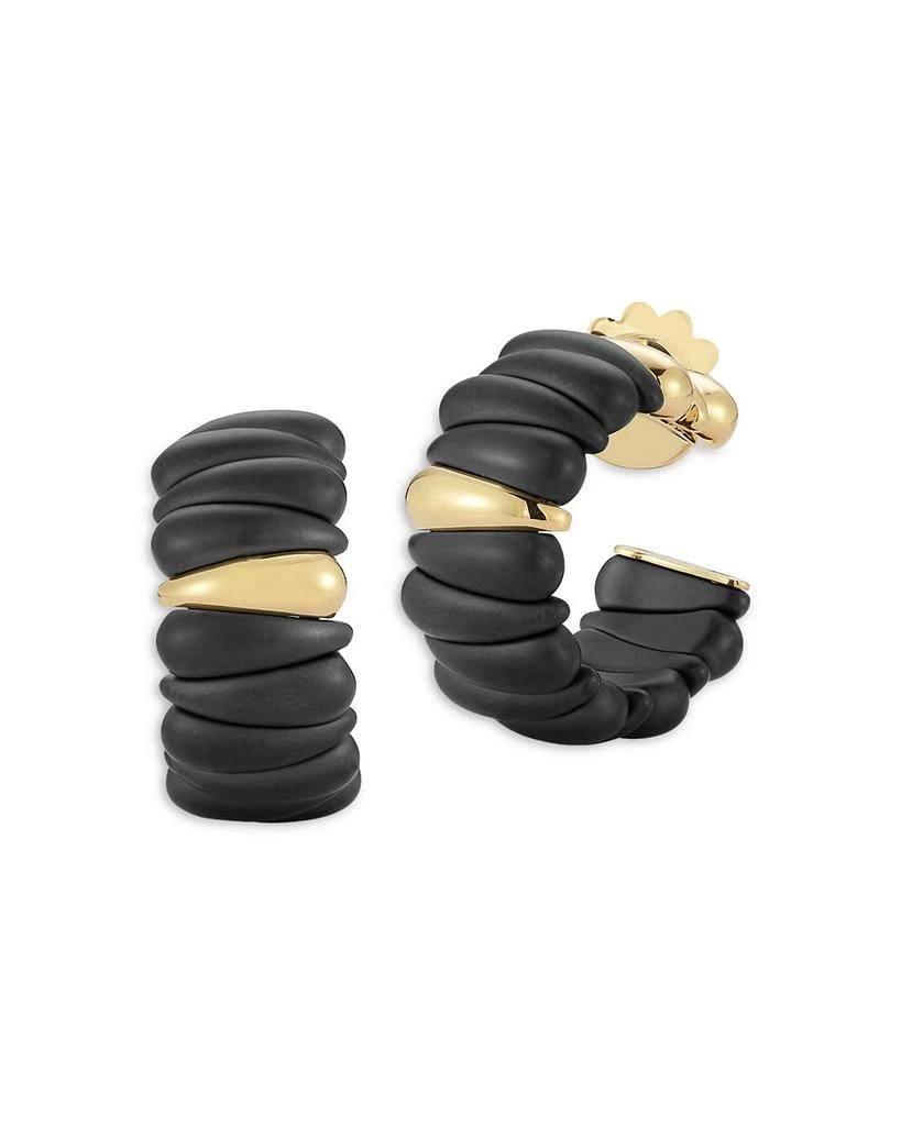 Roberto Demeglio 18K Yellow Gold Demeglio Black Ceramic Sectioned Hoop Earrings 1