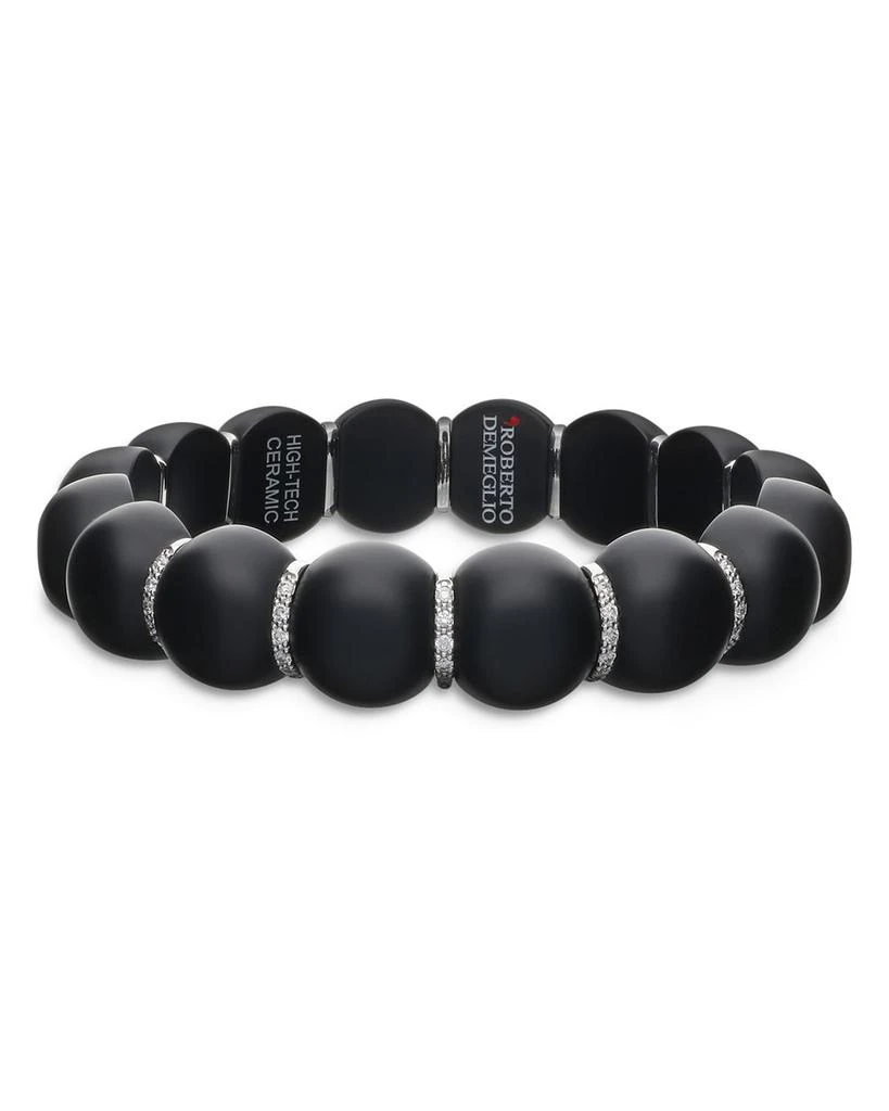 Roberto Demeglio 18K White Gold & Ceramic Stretch Bracelet with Diamonds 1