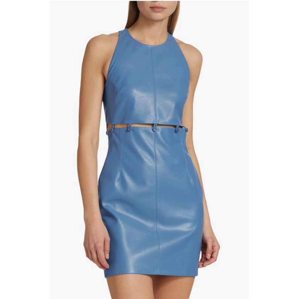 Nanushka Vegan-leather LAYAN Mini Dress with Button Loop Women's Detail