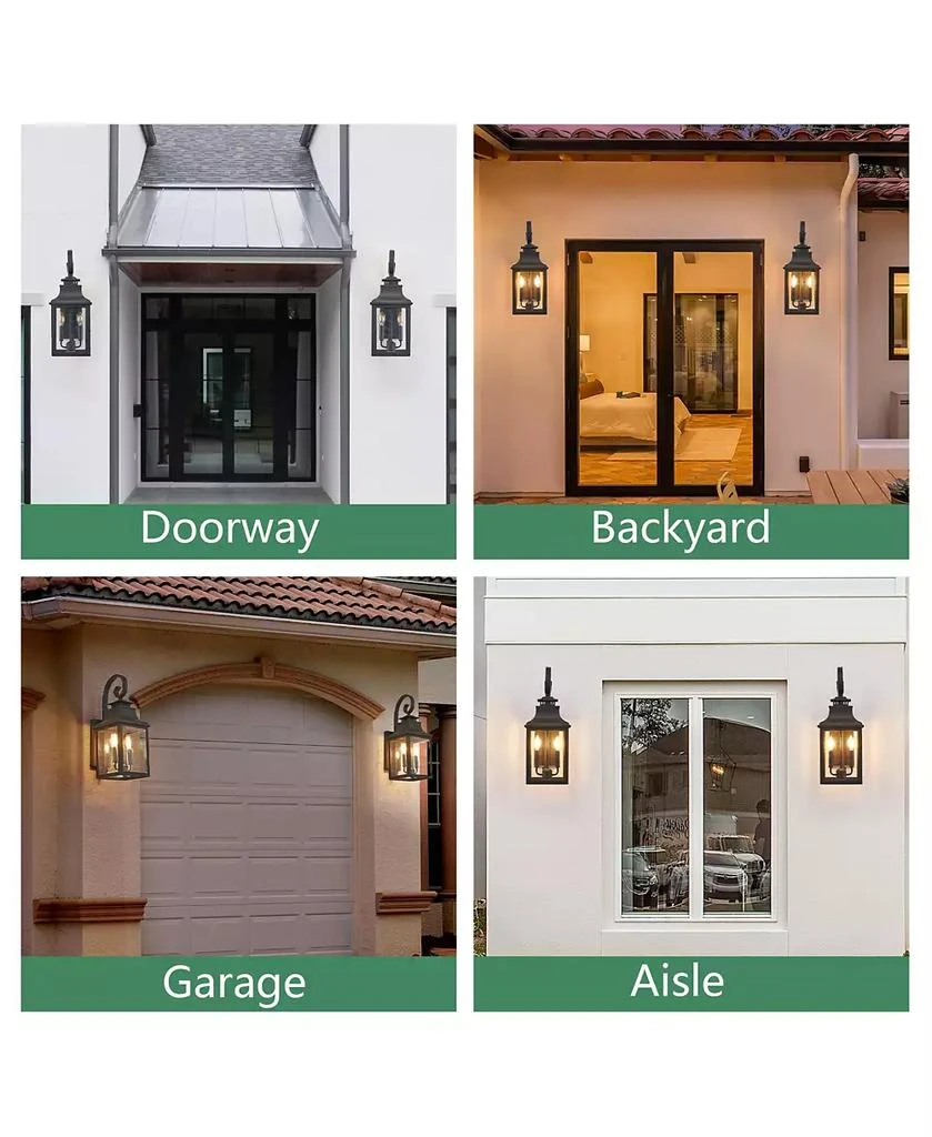 Flynama 23 Inch Vintage Black Outdoor Wall Lantern Light with Clear Seeded Glass for Porch and Patio 7