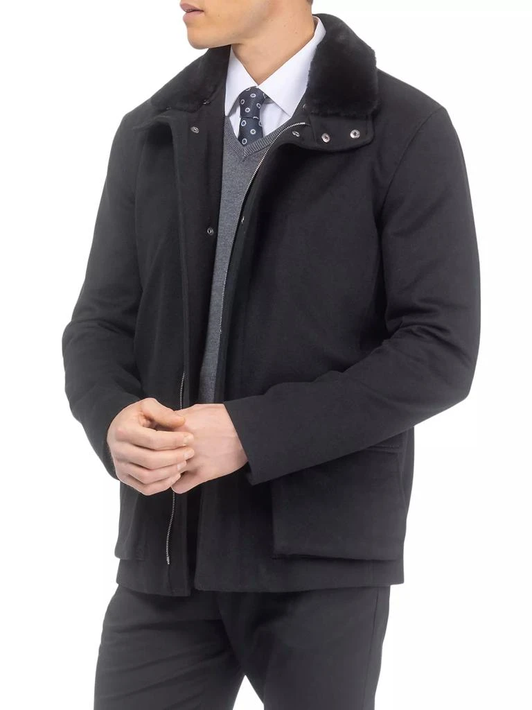 Gorski Wool Jacket with Detachable Merino Shearling Lamb Collar 4