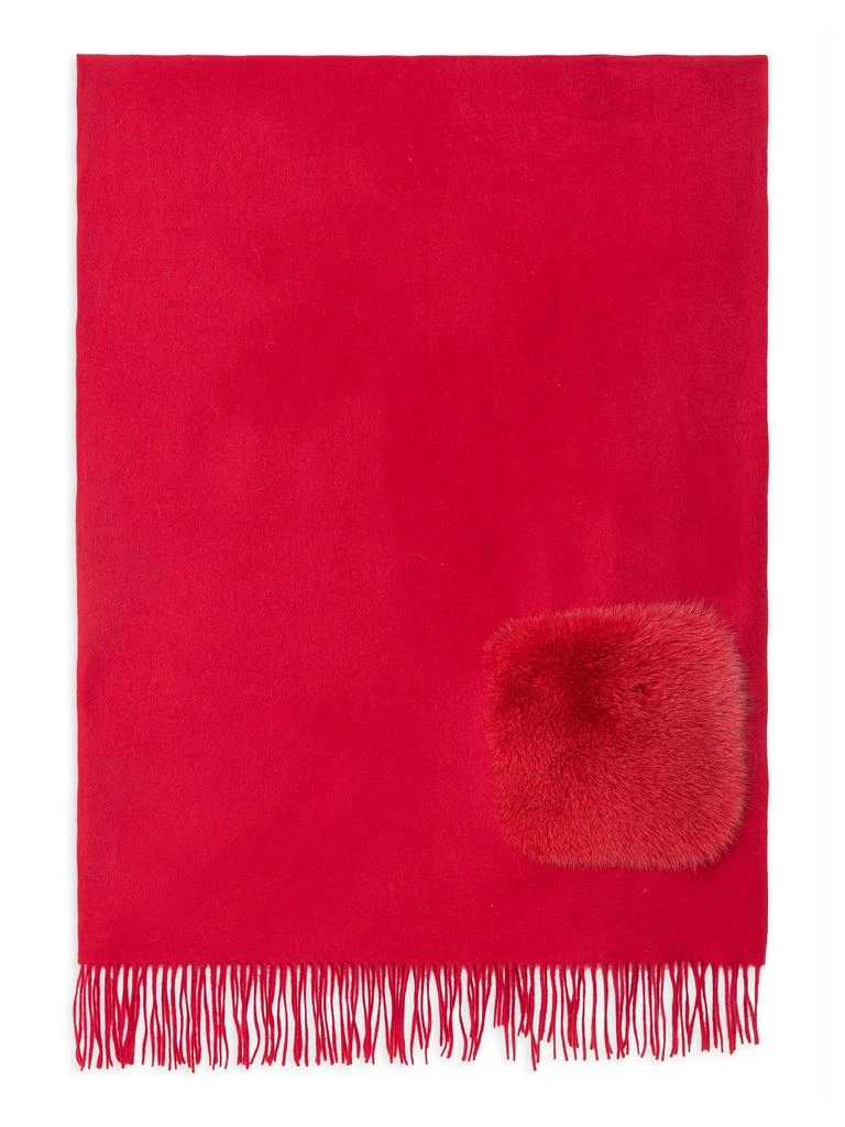 WOLFIE FURS Made For Generationsâ„¢ Toscana Shearling Trim Cashmere Blend Shawl 2