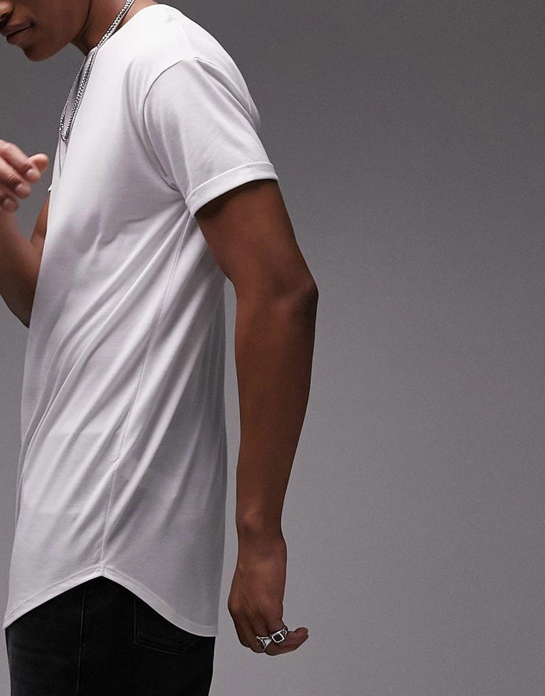 Topman Topman longline t-shirt in white 3