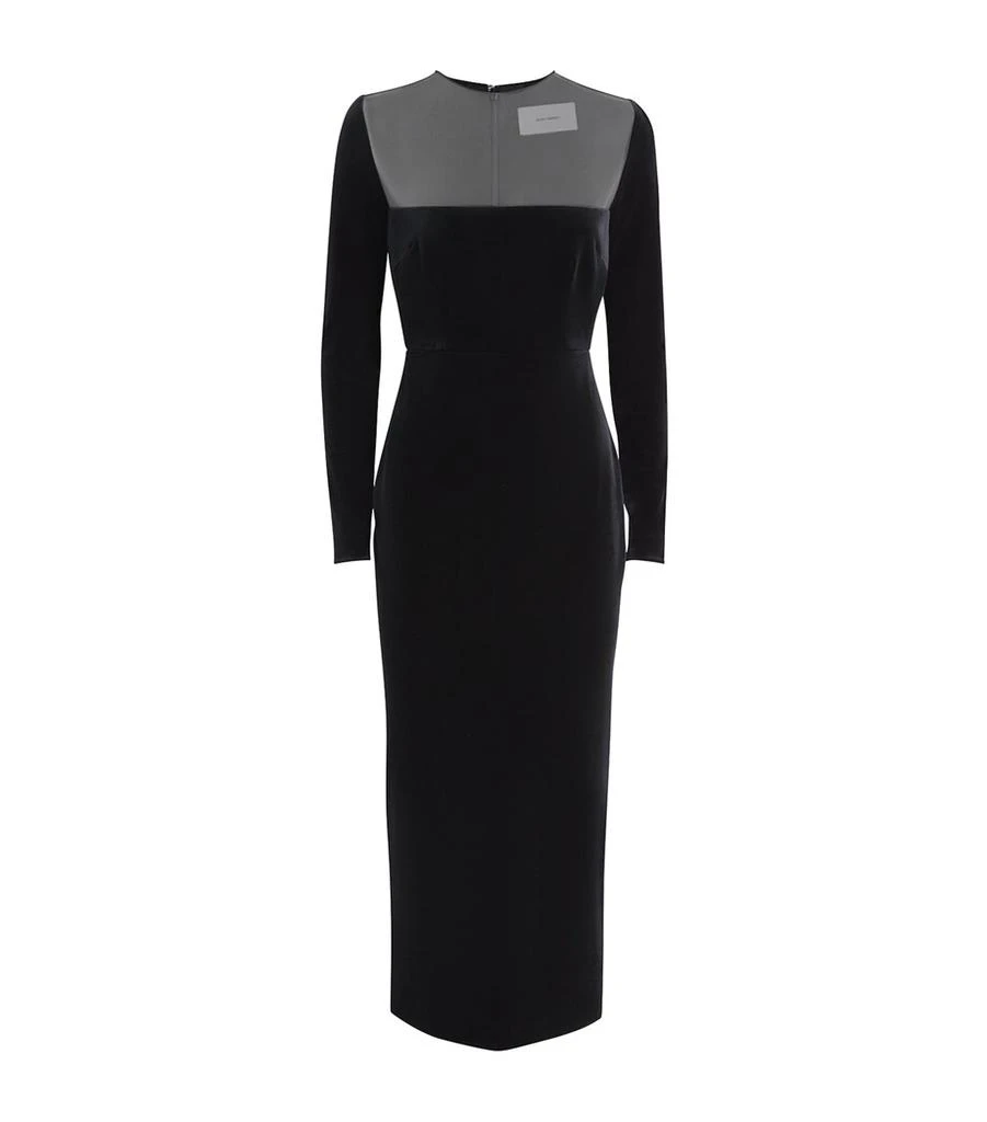 Alex Perry Velvet Mesh-Detail Midi Dress 1