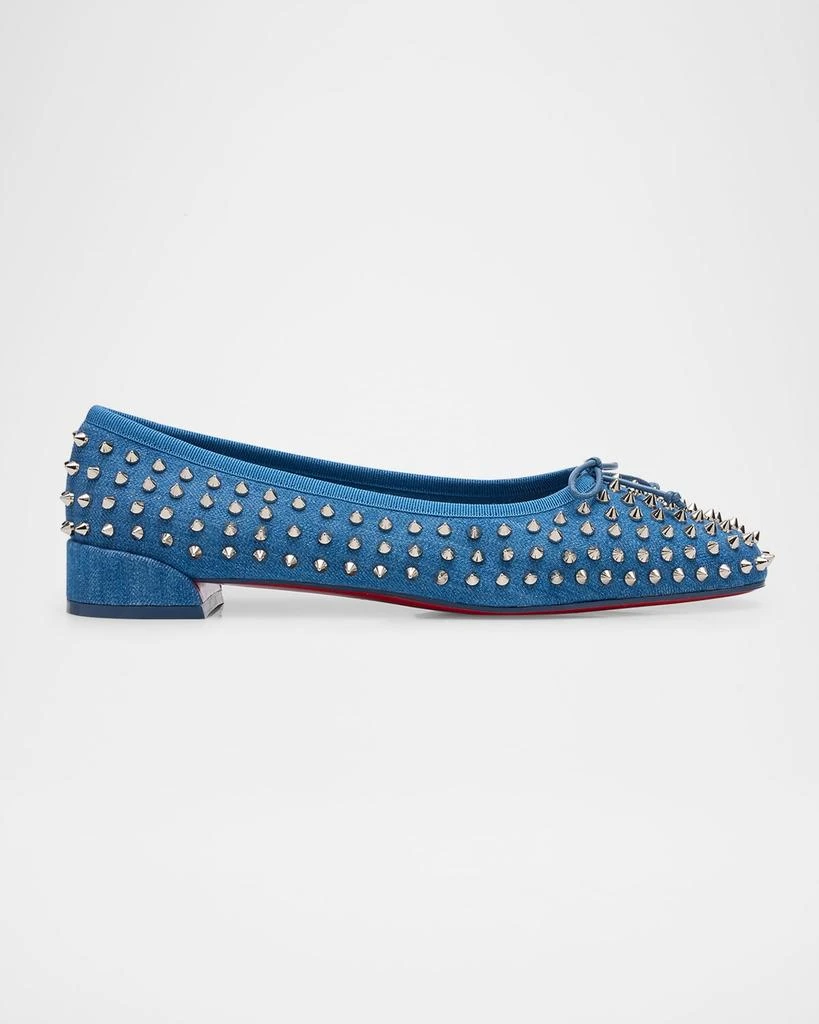 Christian Louboutin Sweetie Jane Spikes Denim Red Sole Flats 1