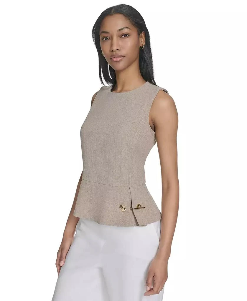 HALSTON Women's Sleeveless Side-Pleat Peplum Top 4