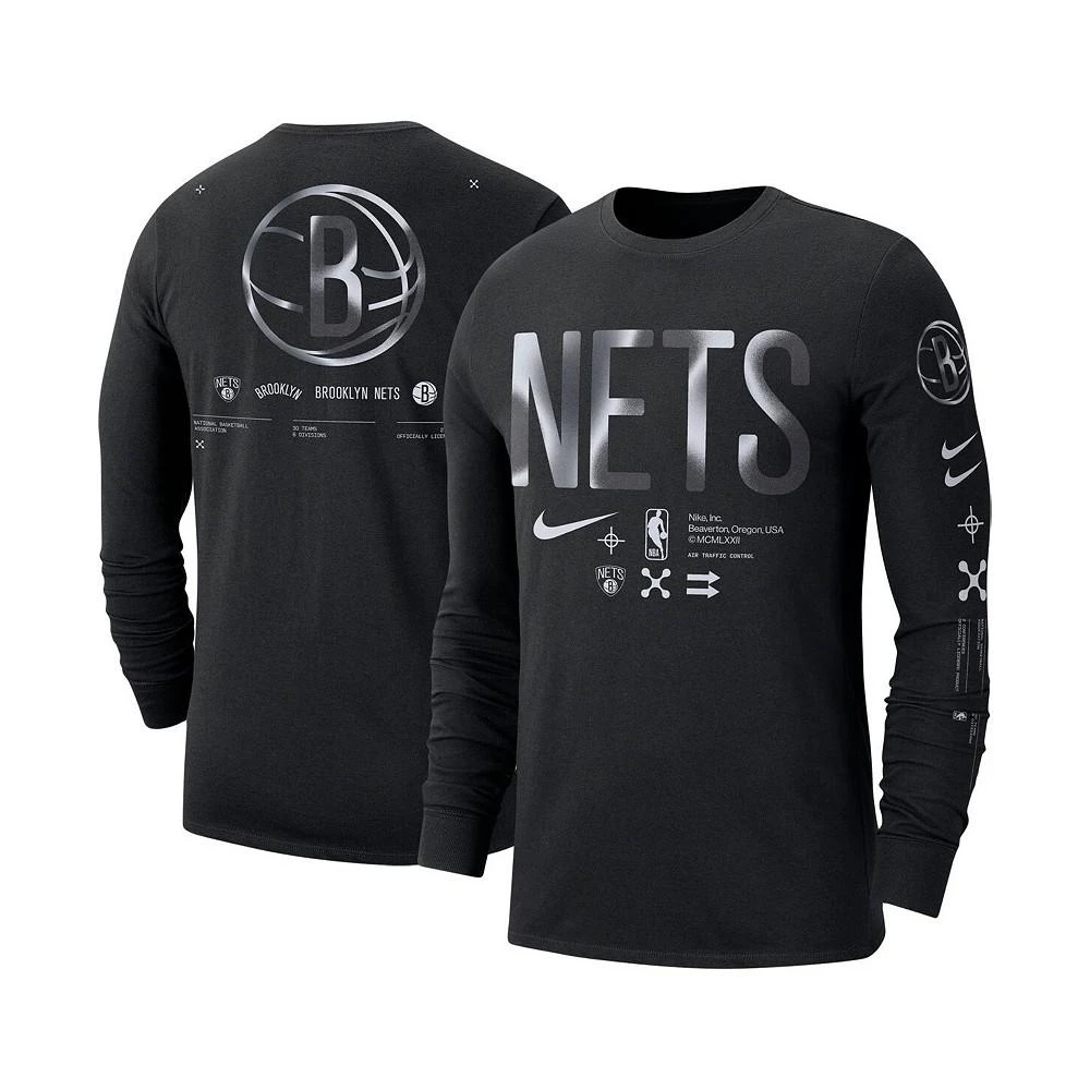 Nike Men's Black Brooklyn Nets Essential Air Traffic Control Long Sleeve T-shirt 1