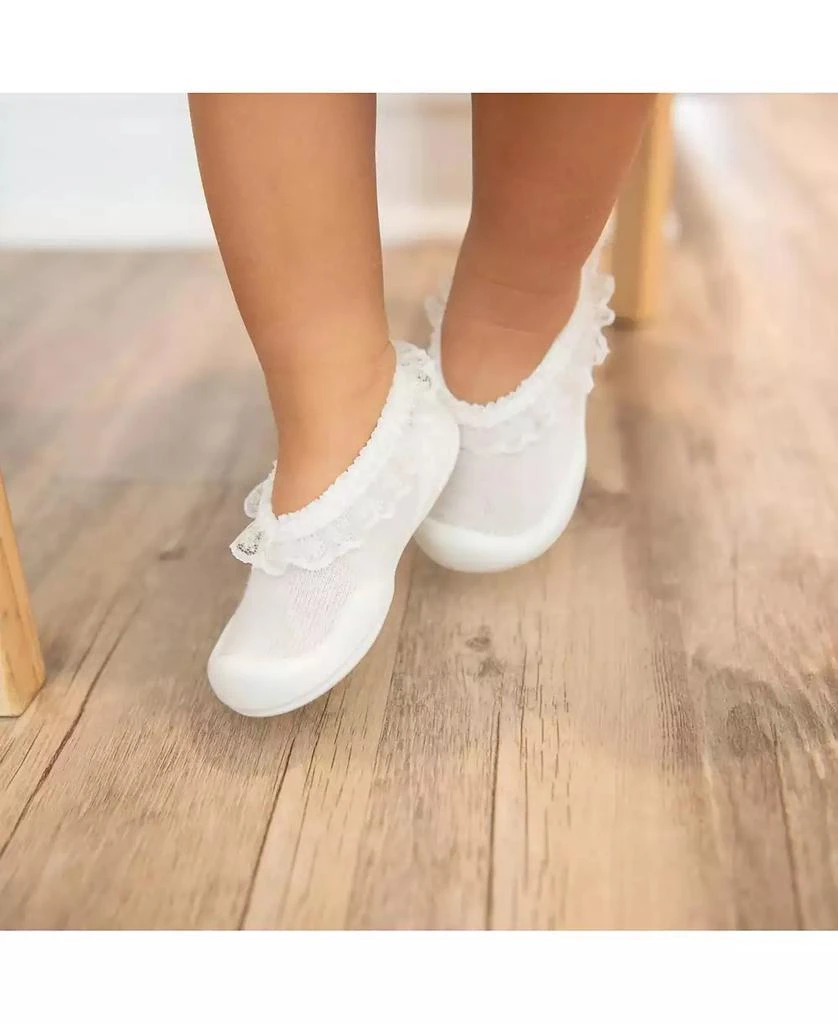 Komuello Toddler First Walk Sock Shoes Flat - Snow Lace 2