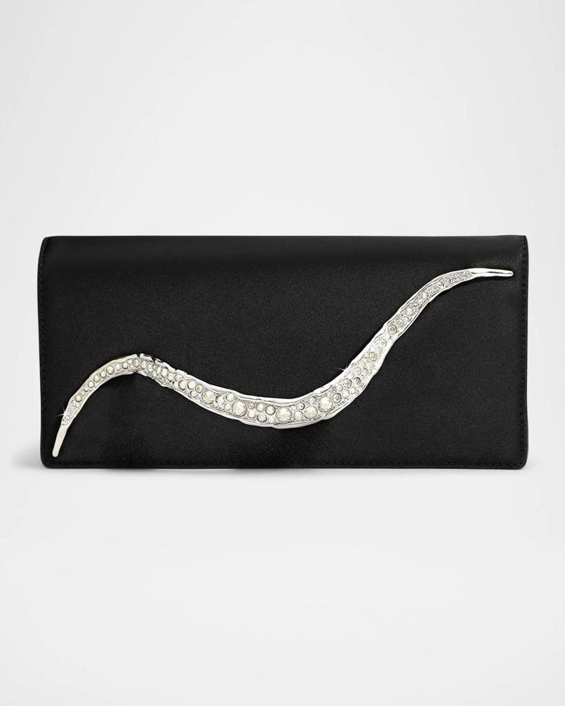 Alexis Bittar Crystal Curve Recycled Satin Clutch Bag 1