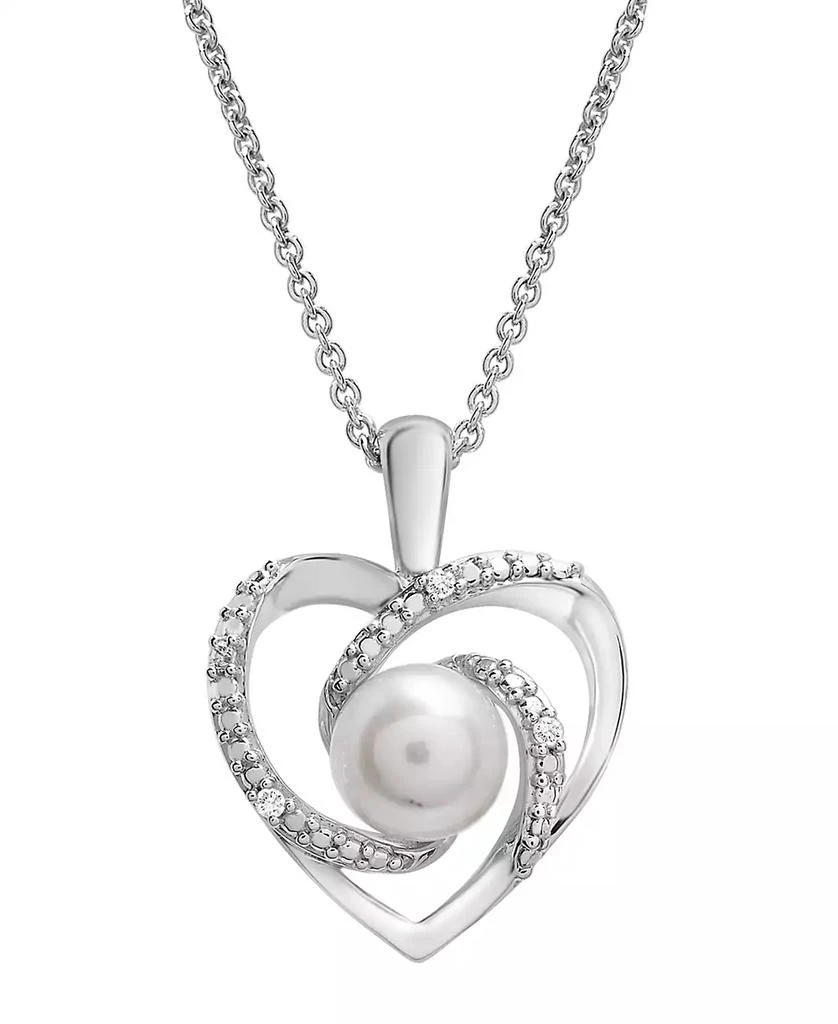 Macy
s Cultured Freshwater Pearl (6mm) 
Diamond Accent Swirl Heart 18" Pendant Necklace in Sterling Silver