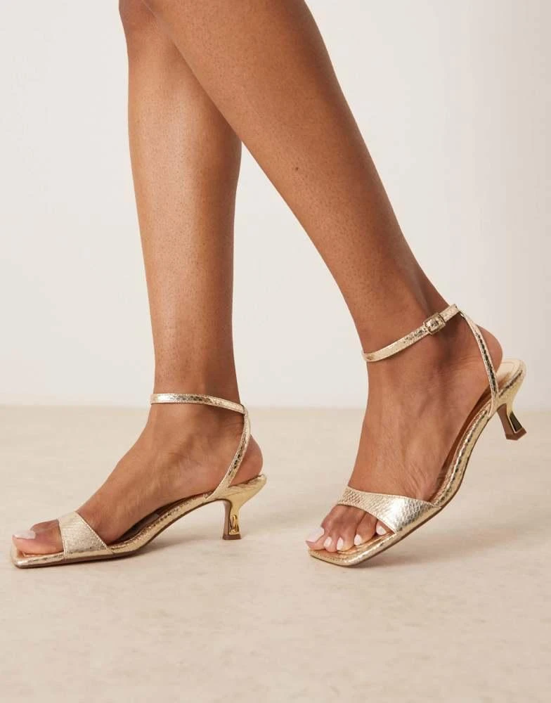ASOS ASOS DESIGN Wide Fit Heart Throb barely there kitten heel sandals in gold 4