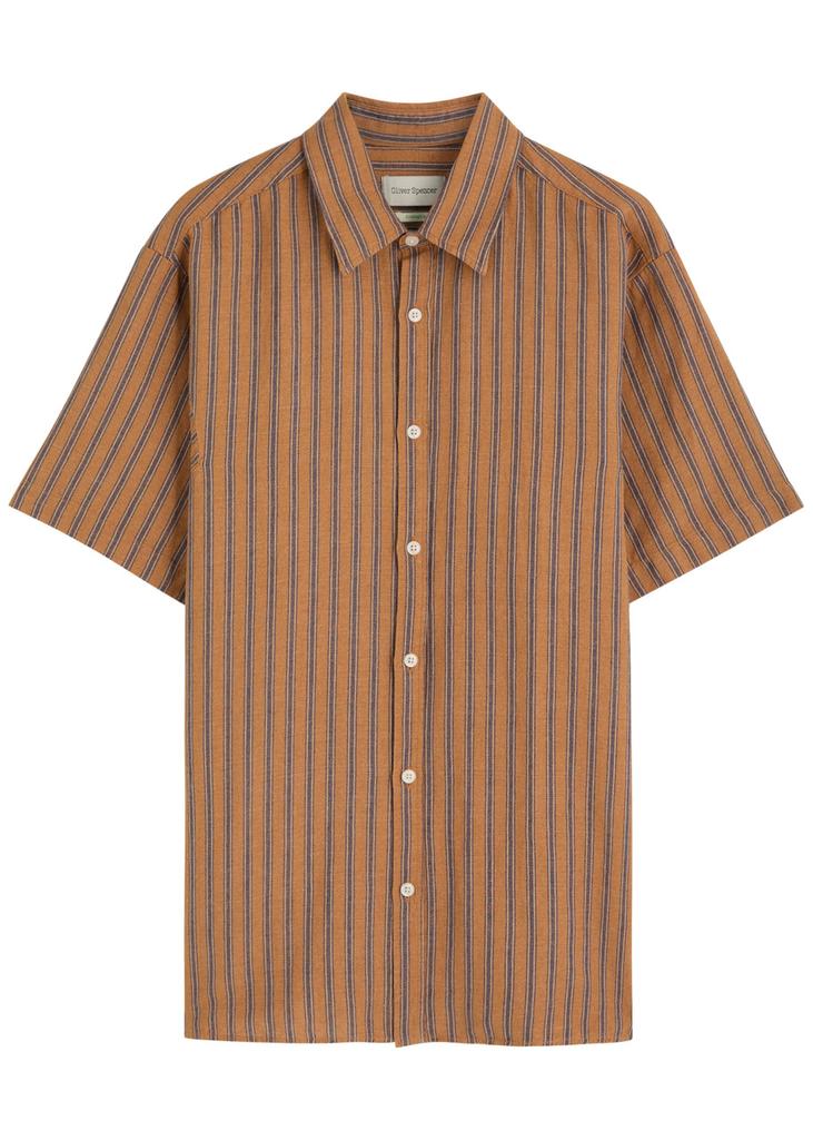 Oliver Spencer Gassison striped linen-blend shirt
