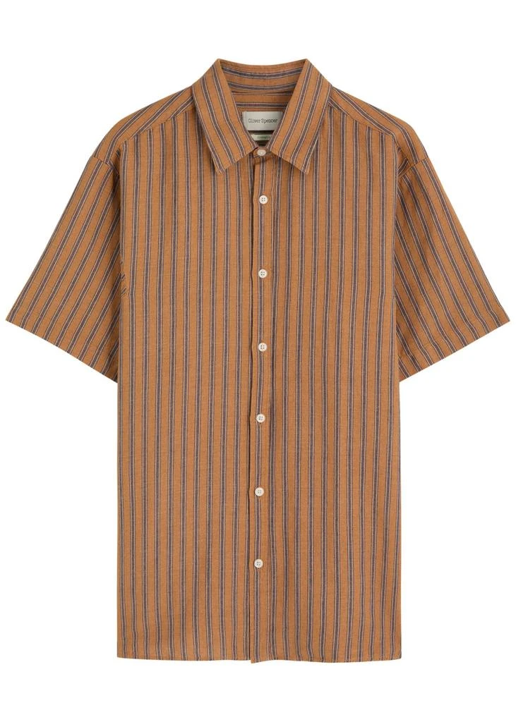 Oliver Spencer Gassison striped linen-blend shirt 1