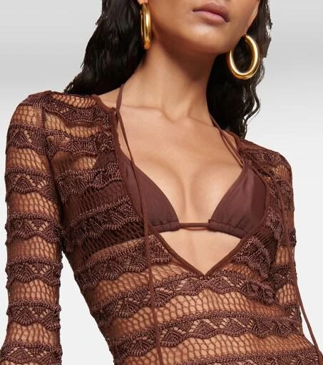 knee length dresses for ladies Sheer Lace Layering Dress in Mocha Medium main image 1