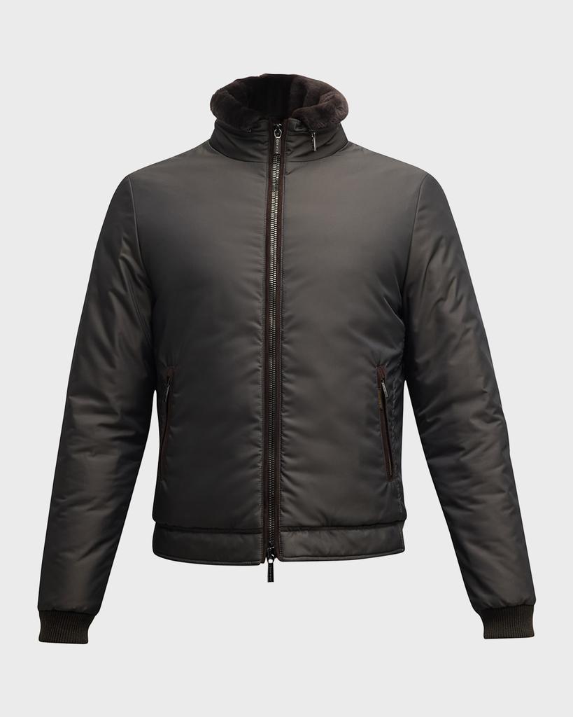 MooRER Men's Bomber Jacket with Shearling Collar