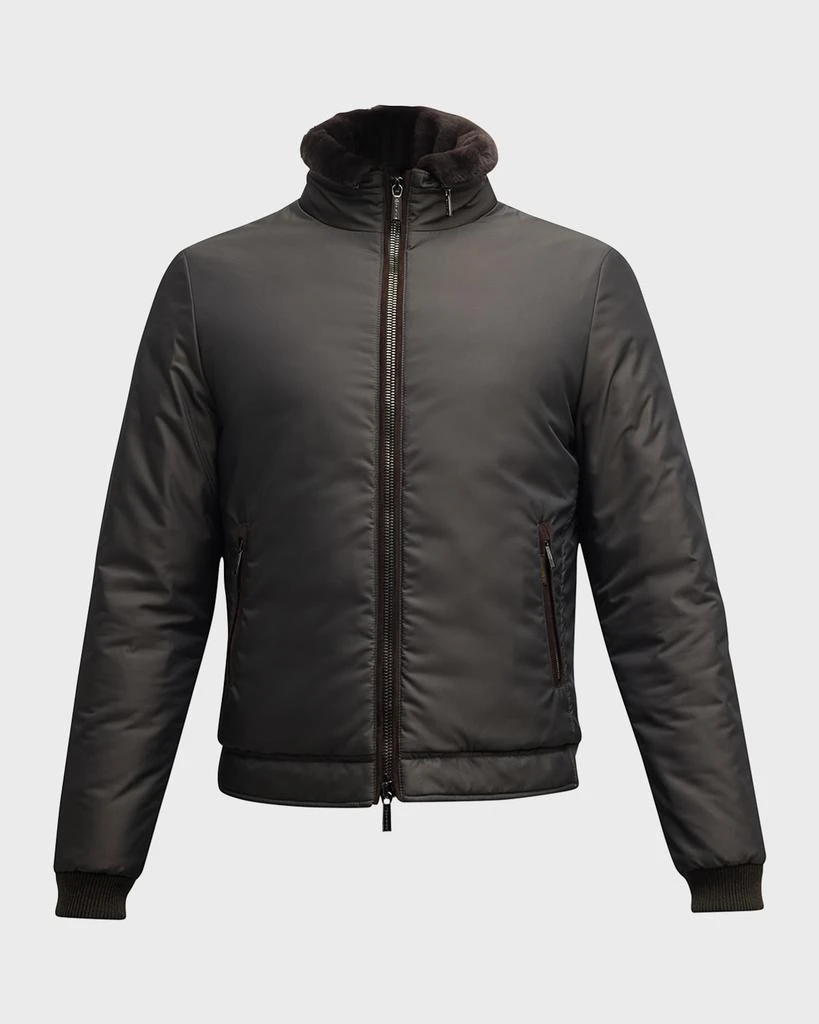 MooRER Men's Bomber Jacket with Shearling Collar 2