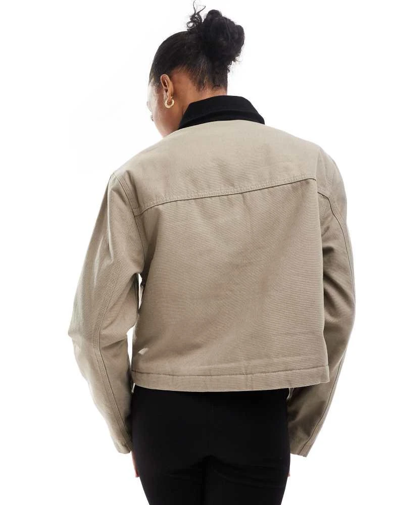 ASOS ASOS DESIGN Tall cropped pocket canvas jacket in stone 4