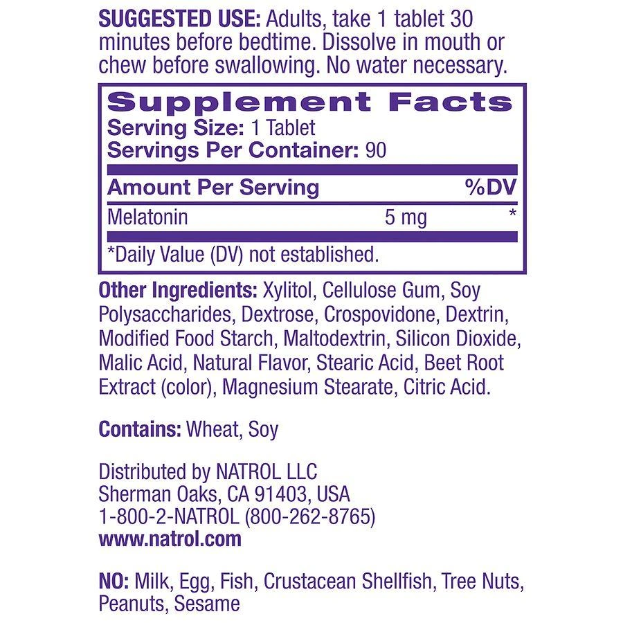 Natrol Melatonin 5mg, Sleep Support, Fast Dissolve Tablets Strawberry 4