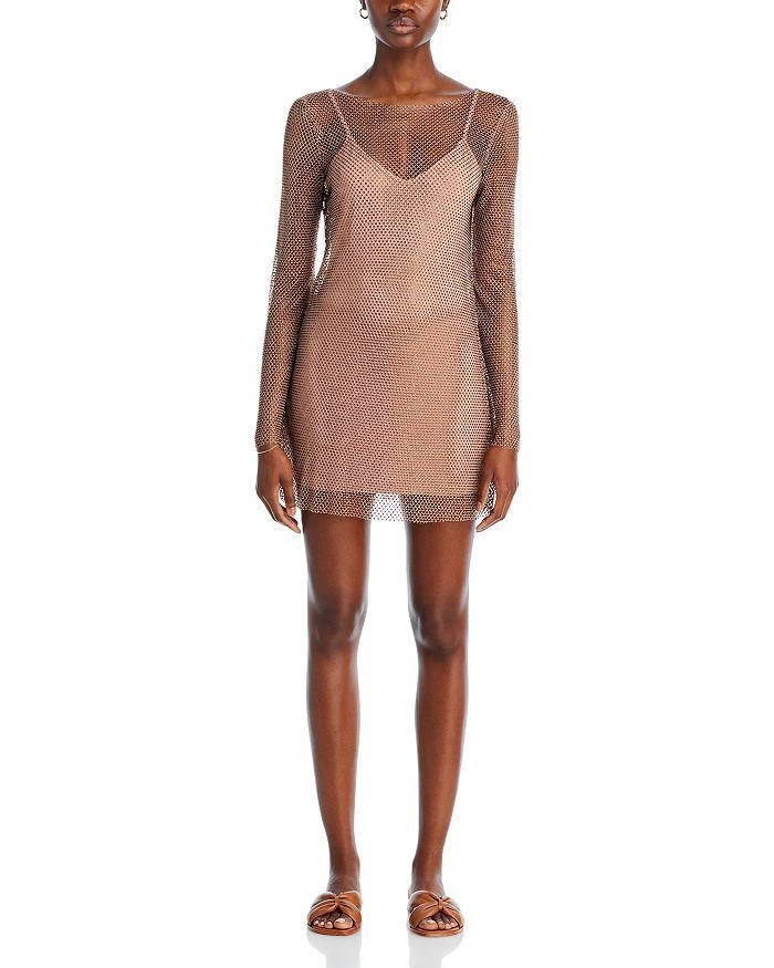 L*Space L*Dancing Queen Crystal Embellished Mesh Mini Dress Swim Cover-Up 4