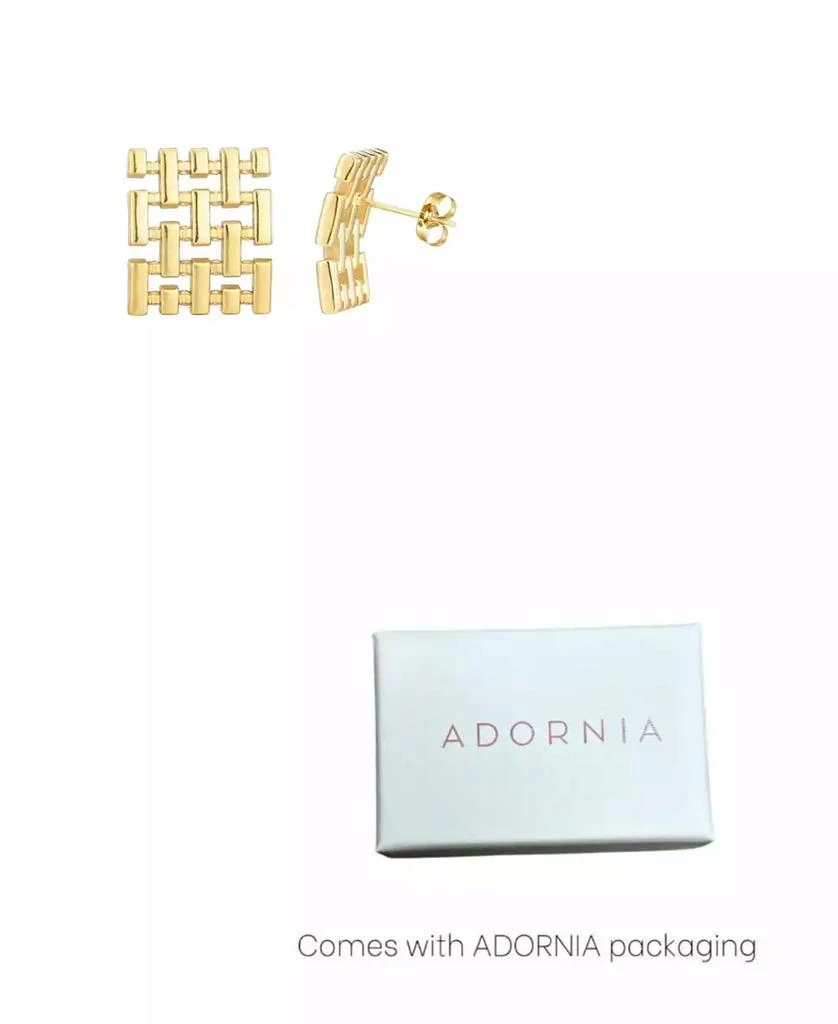 ADORNIA Tarnish Resistant Gold Grid Stud Earrings 3
