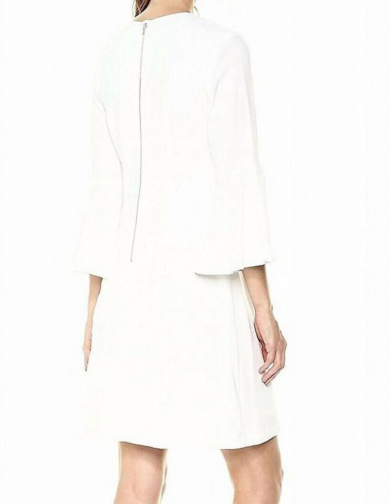 Gabby Skye Long Sleeve Ruffle Wrap Above Knee Dress In White