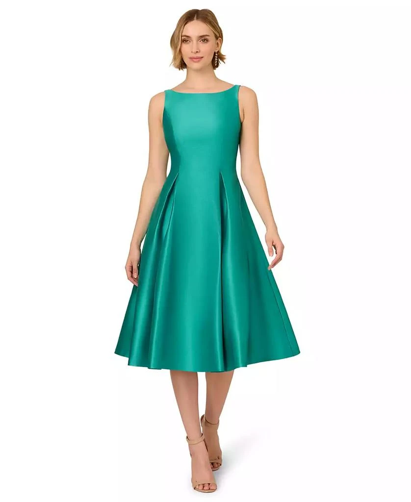 Adrianna Papell Women's Boat-Neck A-Line Midi Dress 6