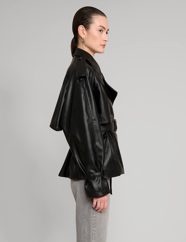 Pixie Market Black Cropped Leather Trench